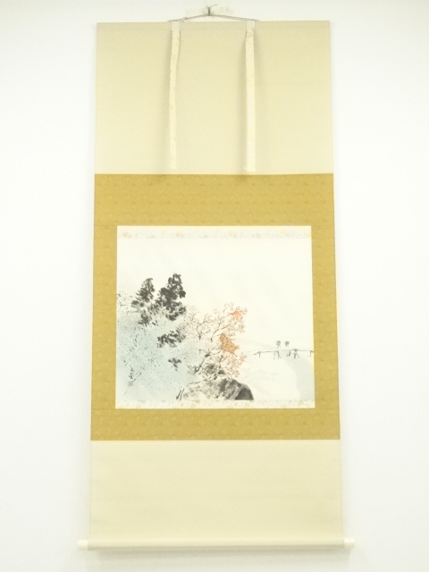 掛け軸2本 ①出口華正作 聚雨竹林図、②川合玉堂筆 渓村彩雨図 掛け軸2本 ①出口華正作 聚雨竹林図、②川合玉堂筆 渓村彩雨図 絵画